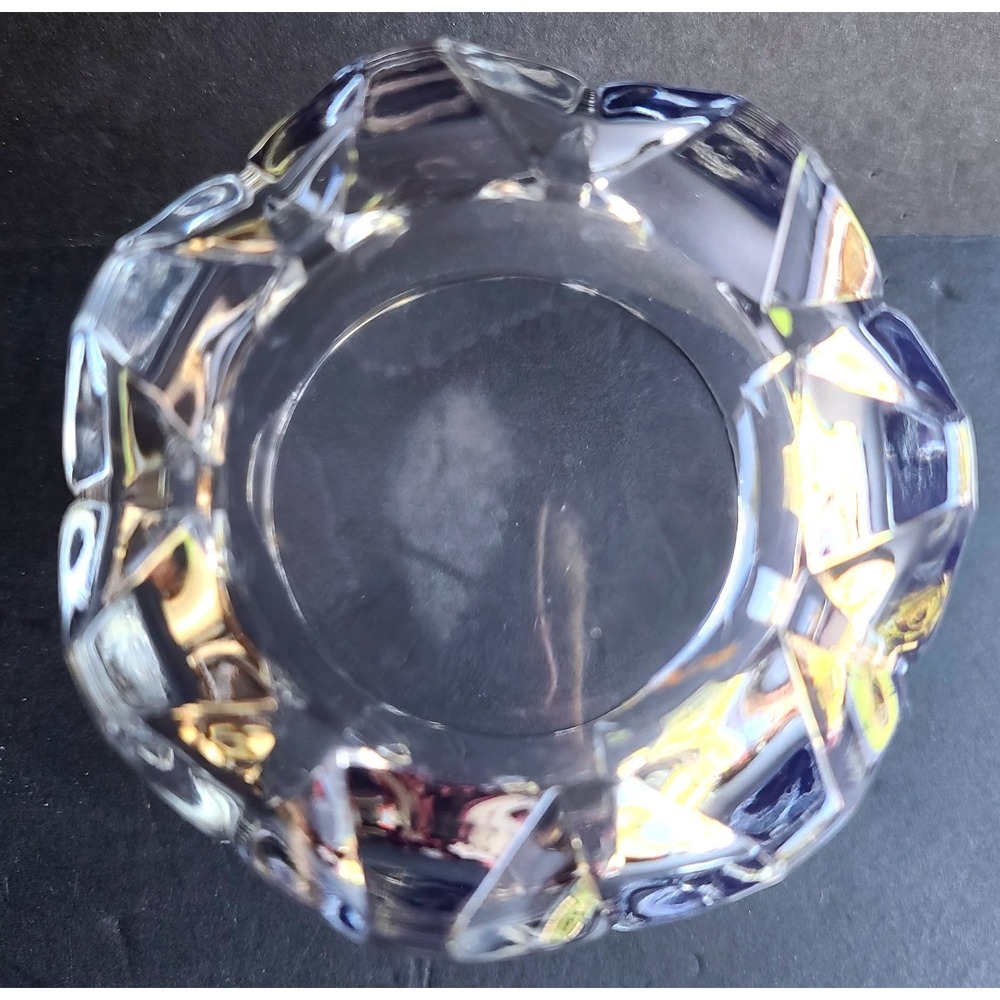 Vintage Made in Italy 1960's Clear Glass Ice Bucket Faceted Base Tab Handles - Picture 5 of 9